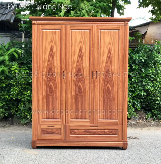 Tủ áo gỗ cẩm 3 cánh - 1m6 hiện đại - giá rẻ 