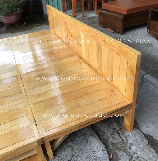 Ghế Giường Gấp Đa Năng Gỗ Sồi 1m4x1m9 Màu Tự Nhiên Giá Rẻ 