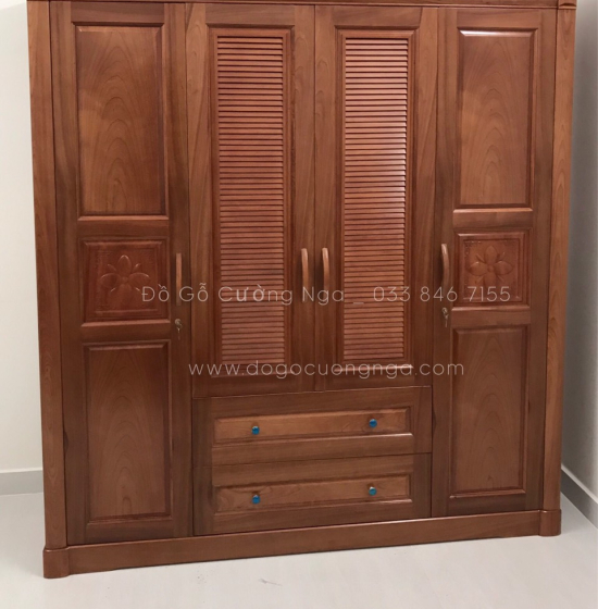 Tủ quần áo gỗ xoan đào 4 cánh cao cấp 