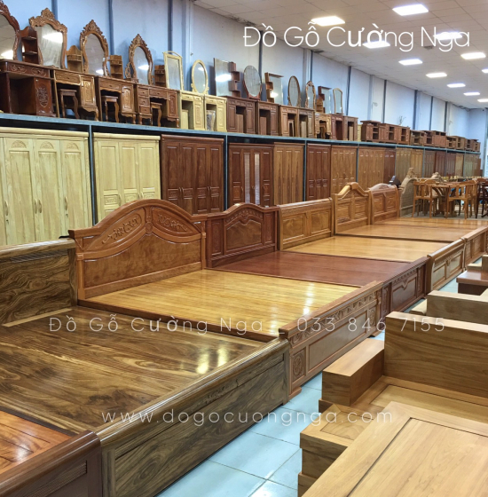 Giường gỗ gõ đỏ hiện đại vạt phản liền - mẫu bắt chỉ 