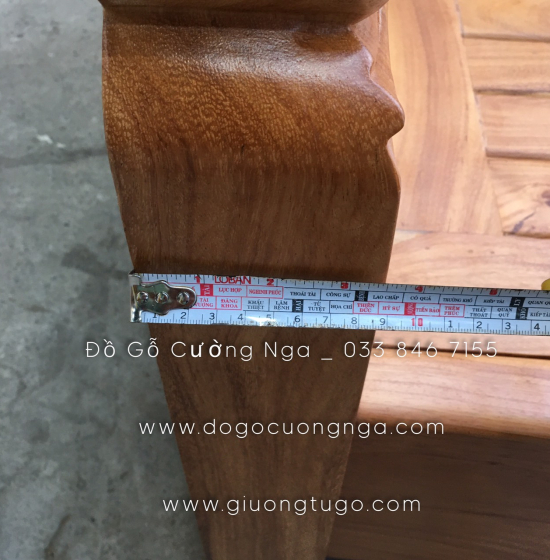 Giường gỗ gõ đỏ cao cấp vạt phản thưa - mẫu hoa hồng 