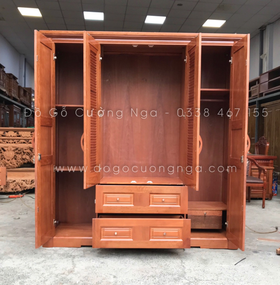 Tủ quần áo gỗ xoan đào 4 cánh cao cấp 