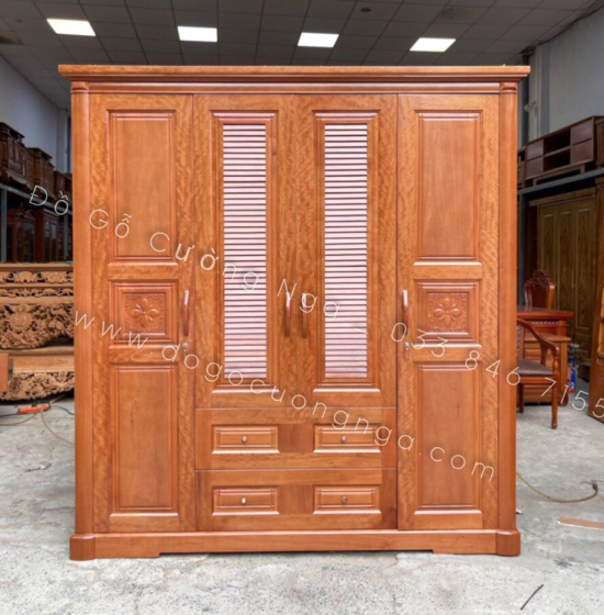 Tủ quần áo gỗ xoan đào 4 cánh cao cấp 