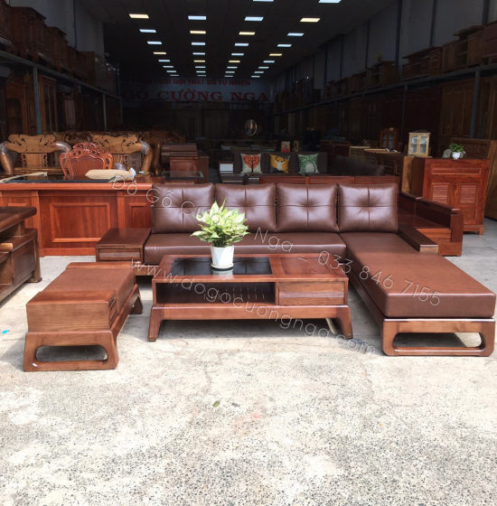 Bộ Ghế Sofa Gỗ Sồi Nga Góc L Hiện Đại Kèm Nệm 2m8x1m8 - Vế Phải 