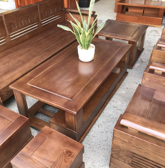 Bàn Ghế Sofa Gỗ Sồi Nga Lau Màu Óc Chó SF 69 