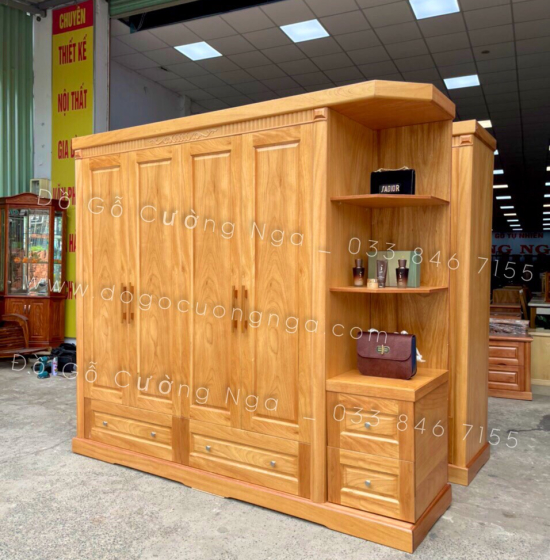 Tủ quần áo gỗ gõ đỏ hiện đại 2m3 - vế phải 