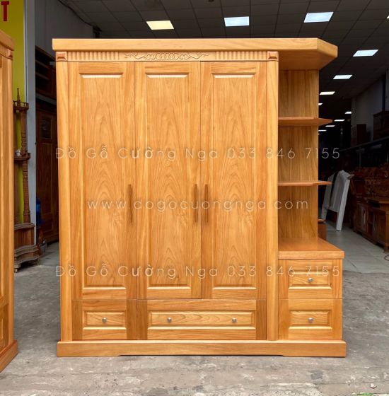 Tủ quần áo gỗ gõ đỏ 1m9 hiện đại - vế phải 