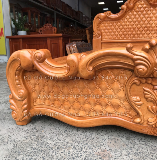 Giường Ngủ Gỗ Gõ Đỏ Cao Cấp Mẫu Tân Cổ Điển Sang Trọng