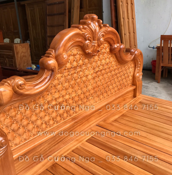 Giường Ngủ Gỗ Gõ Đỏ Cao Cấp Mẫu Tân Cổ Điển Sang Trọng