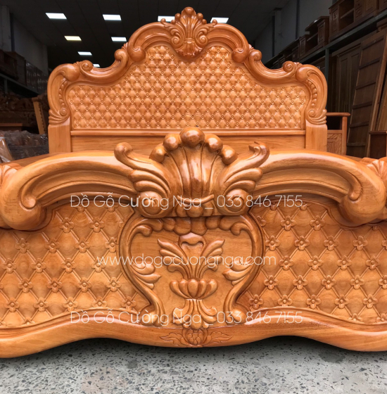 Giường gỗ gõ đỏ cao cấp - phản gõ liền 