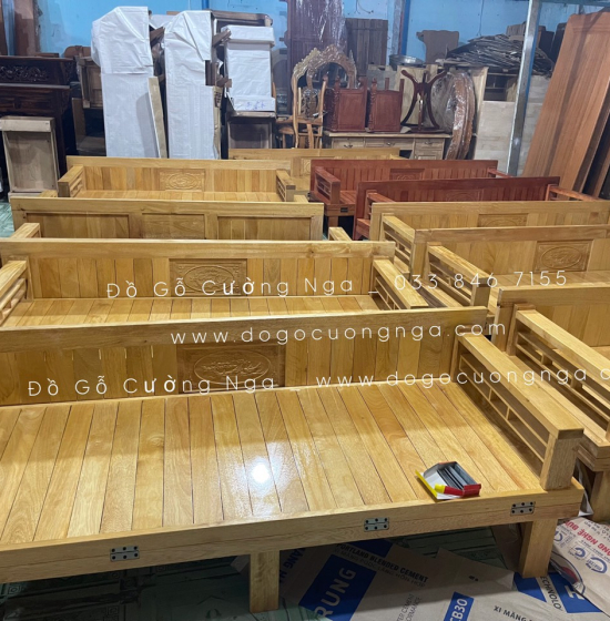 Giường gấp gỗ sồi màu tự nhiên 