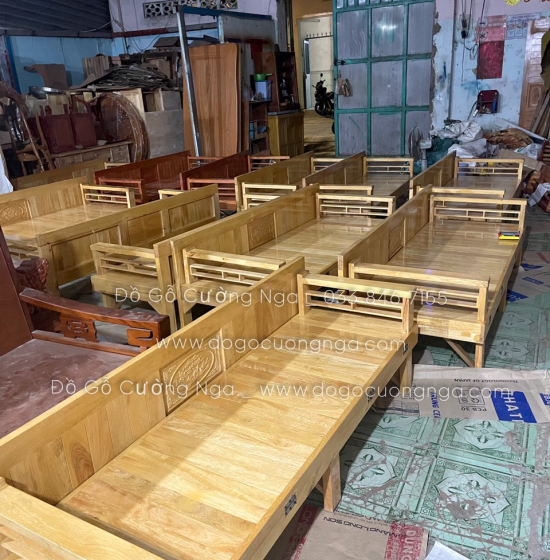 Ghế Giường Gấp Đa Năng Gỗ Sồi 1m4x1m9 Màu Tự Nhiên Giá Rẻ 