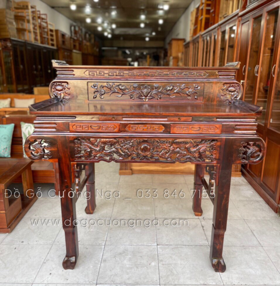 Bàn thờ gia tiên 2 tầng gỗ muồng - tay cuốn 1m34 giá rẻ 