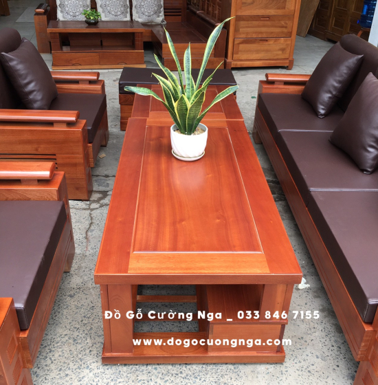 Bàn Ghế Sofa Gỗ Xoan Đào Cao Cấp - Đối Tay Trứng 