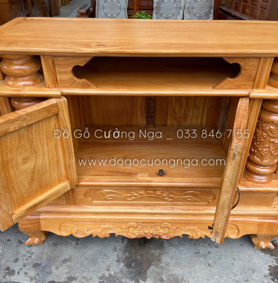 Kệ tivi gỗ Gõ Đỏ mẫu cột nho cao cấp KG 06