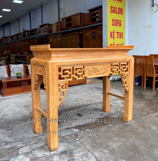 Bàn Thờ Gỗ Gõ Đỏ Một Tầng 1m53 Trạm Sen BT 1.09