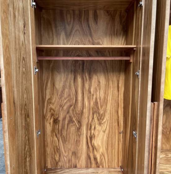 Tủ quần áo gỗ Hương xám 5 cánh 2 tầng hiên đại - tay nắm âm 