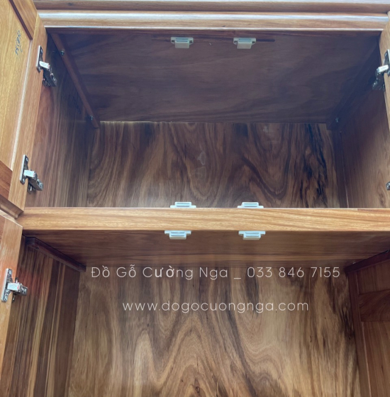 Tủ quần áo gỗ Hương xám 5 cánh 2 tầng hiên đại - tay nắm âm 
