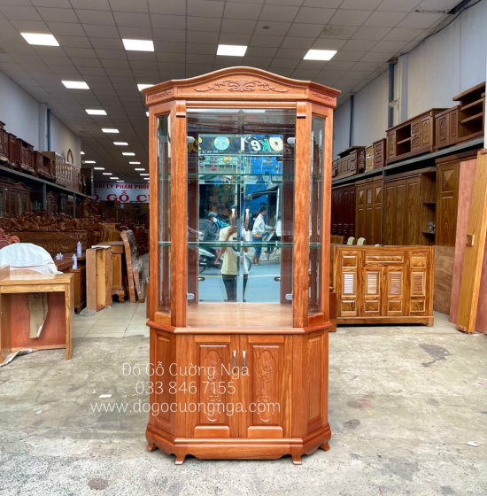 Tủ rượu gỗ xoan đào lục lăng 1m cao cấp - TG 17