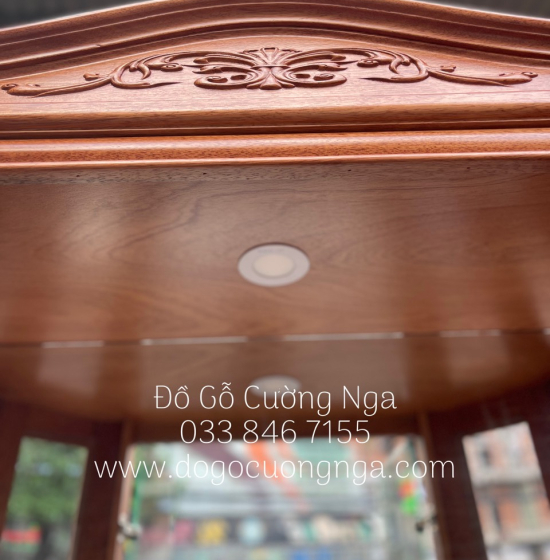 Tủ rượu gỗ xoan đào lục lăng 1m cao cấp - TG 17