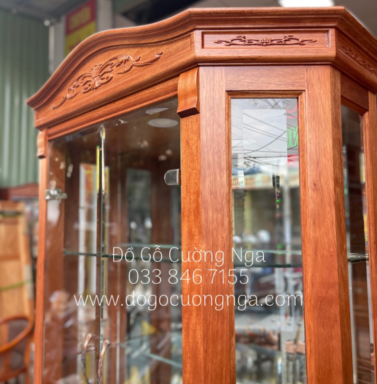 Tủ rượu gỗ xoan đào lục lăng 1m cao cấp - TG 17