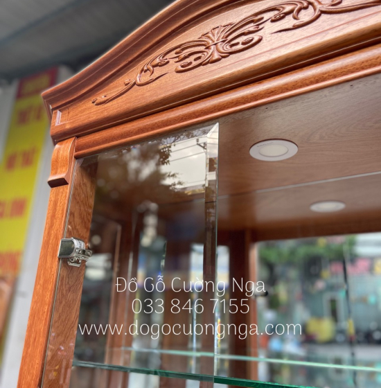 Tủ rượu gỗ xoan đào lục lăng 1m cao cấp - TG 17