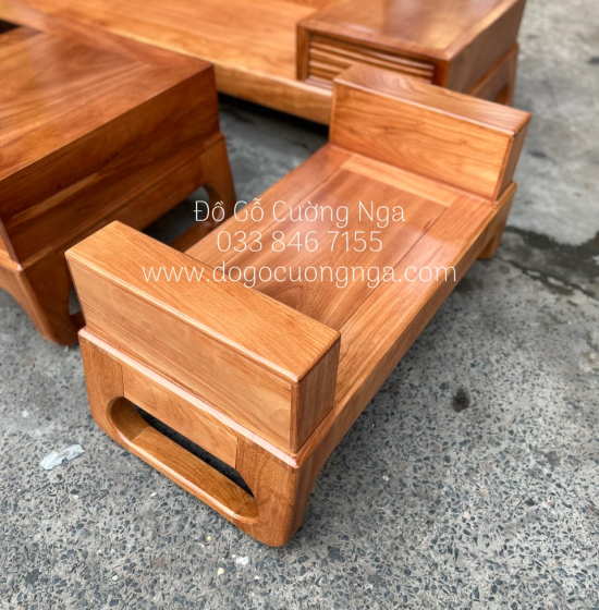 Bàn Ghế Sofa Gỗ Gõ Đỏ Góc L 2m8x1m8 - Vế Trái ( Kèm Nệm )