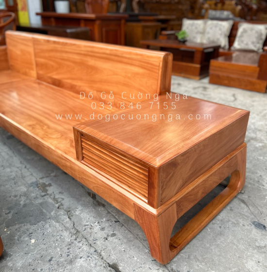 Bàn Ghế Sofa Gỗ Gõ Đỏ Góc L 2m8x1m8 - Vế Trái ( Kèm Nệm )