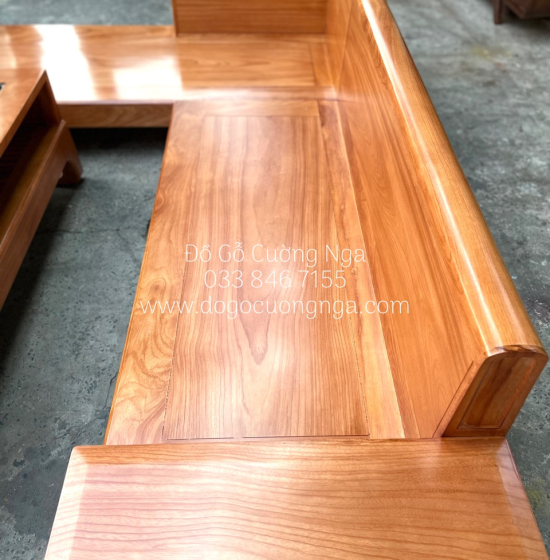 Bàn Ghế Sofa Gỗ Gõ Đỏ Góc L 2m8x1m8 - Vế Trái ( Kèm Nệm )