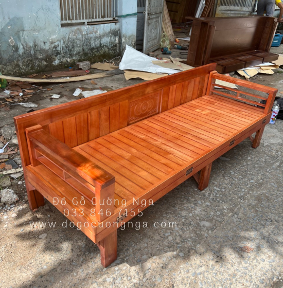 Giường Gấp Gỗ Sồi 1m6x2m Màu Cánh Gián Bền Đẹp 