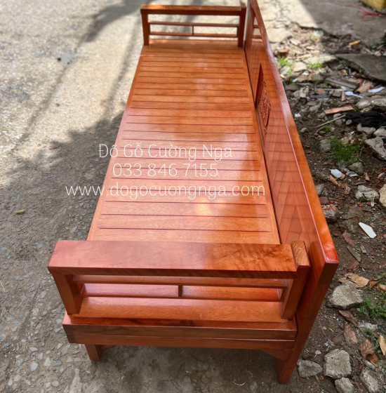 Giường Gấp Gỗ Sồi 1m6x2m Màu Cánh Gián Bền Đẹp 