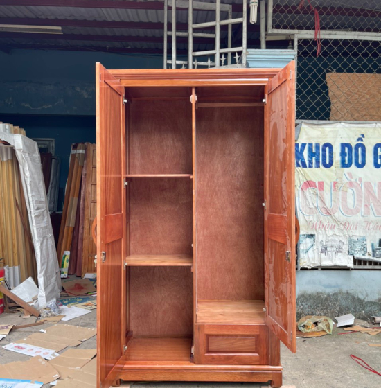 Tủ quần áo gỗ xoan đào 2 cánh - mẫu vòm