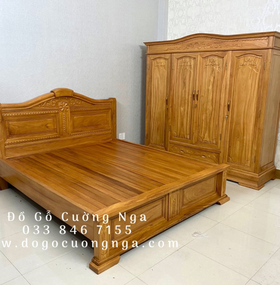 Tủ áo gỗ gõ đỏ 4 cánh - 2m1 cao cấp 