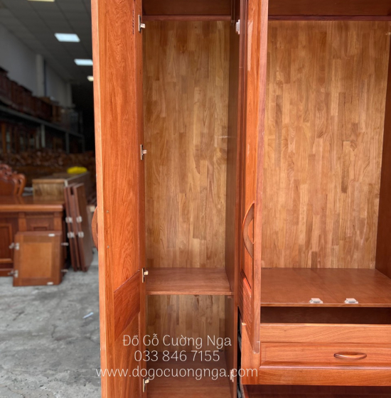 Tủ áo gỗ hương đá - 4 cánh mẫu hiện đại 