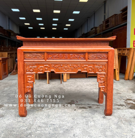 Bàn Thờ Gia Tiên Gỗ Hương Đá Cao Cấp Trạm Sen Bền Đẹp 