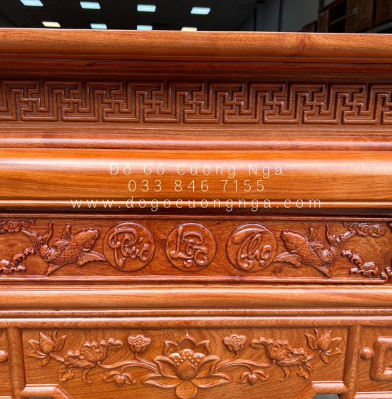 Bàn Thờ Gia Tiên Gỗ Hương Đá Cao Cấp Trạm Sen Bền Đẹp 
