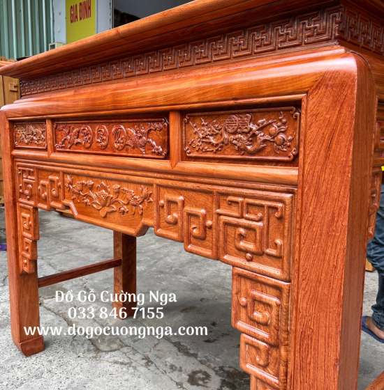 Bàn Thờ Gia Tiên Gỗ Hương Đá Cao Cấp Trạm Sen Bền Đẹp 