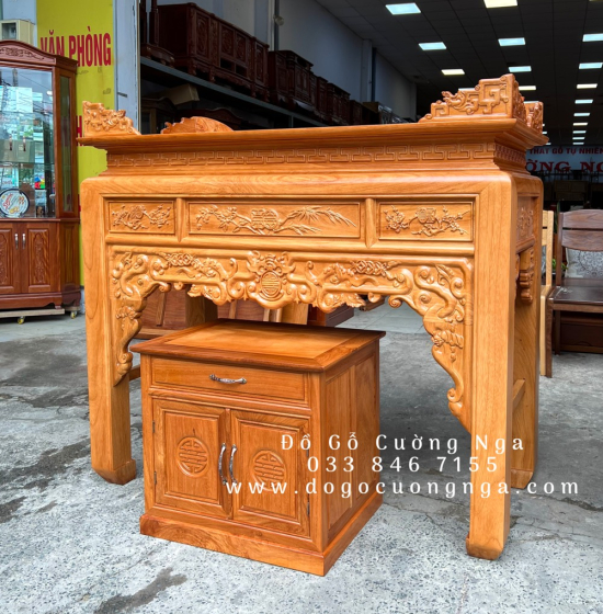 Bàn Thờ Gia Tiên Gỗ Gõ Đỏ 1m53 Kèm Tủ Táp Đẹp Chất Lượng Cao 