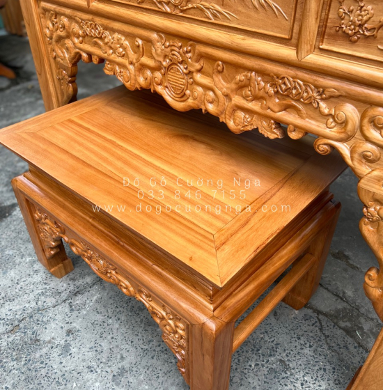 Bàn Thờ Gia Tiên Gỗ Gõ Đỏ 1m53 Như Ý BT 1.13