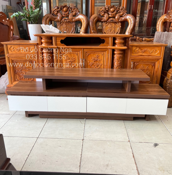 Kệ Tivi Gỗ Công Nghiệp - Kệ Rút Màu Óc Chó KG 041