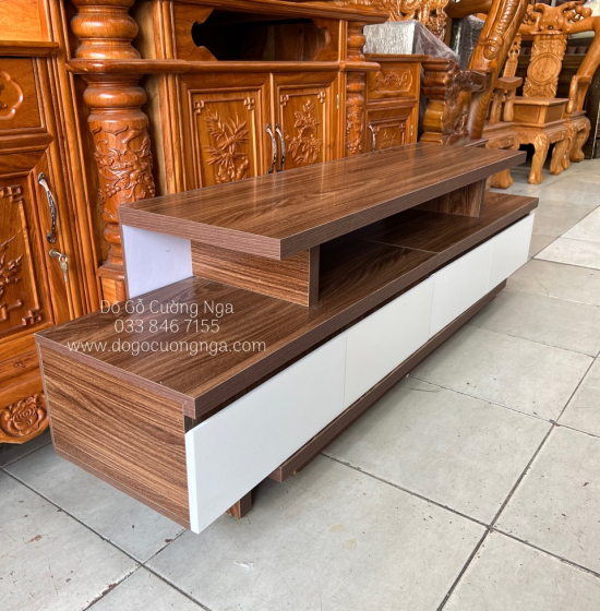 Kệ Tivi Gỗ Công Nghiệp - Kệ Rút Màu Óc Chó KG 041