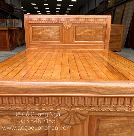 Giường Ngủ Gỗ Đinh Hương Vạt Phản - Mẫu Quạt 