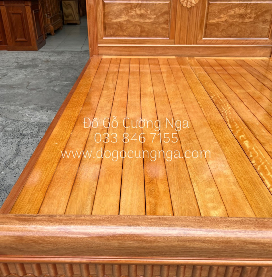 Giường Ngủ Gỗ Đinh Hương Vạt Phản - Mẫu Quạt 