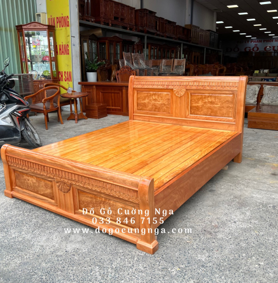 Giường Ngủ Gỗ Đinh Hương Vạt Lan - Mẫu Quạt Hiện Đại 