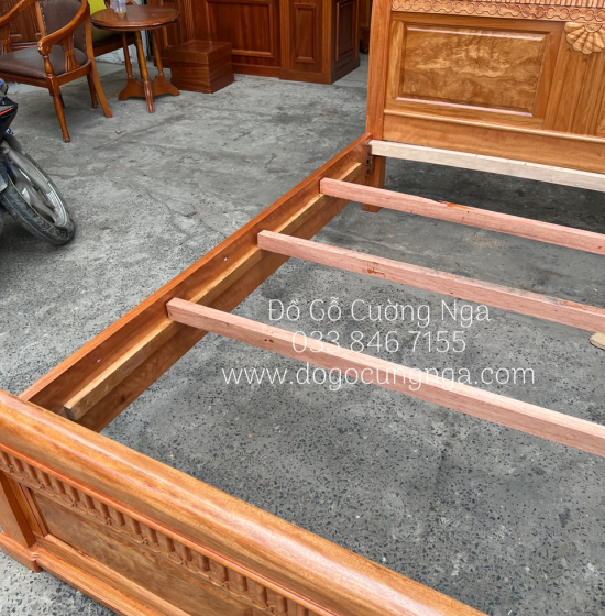 Giường Ngủ Gỗ Đinh Hương Vạt Phản - Mẫu Quạt 