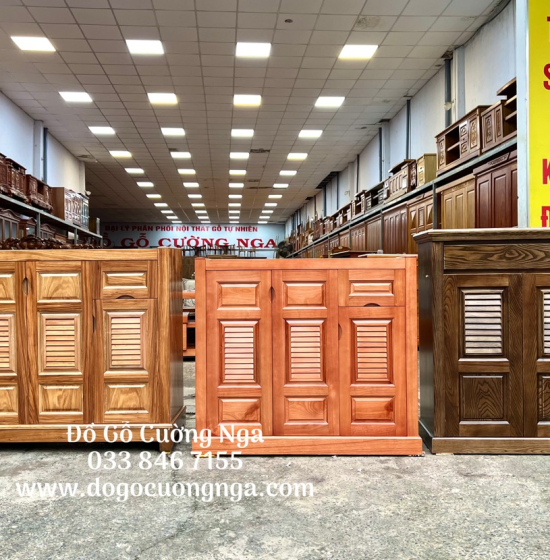Tủ Giày Dép Gỗ Xoan Đào Tự Nhiên 3 Cánh Hiện Đại TD 013
