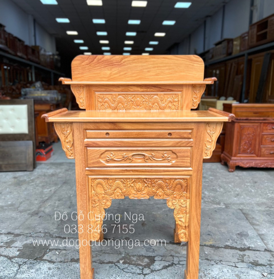 Bàn Thờ 2 Tầng Gỗ Gõ Đỏ 1m07 Đẹp Sang Trọng 