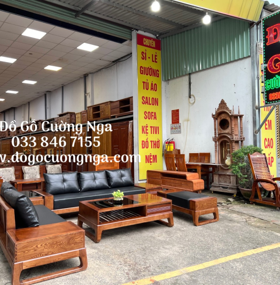 Bộ Bàn Ghế Sofa Hai Văng Gỗ Sồi Nga Hiện Đại - Kèm Nệm 