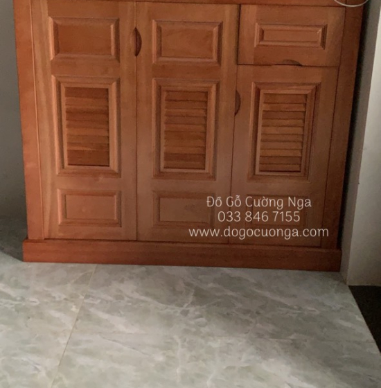 Tủ Giày Dép Gỗ Xoan Đào Tự Nhiên 3 Cánh Hiện Đại TD 013