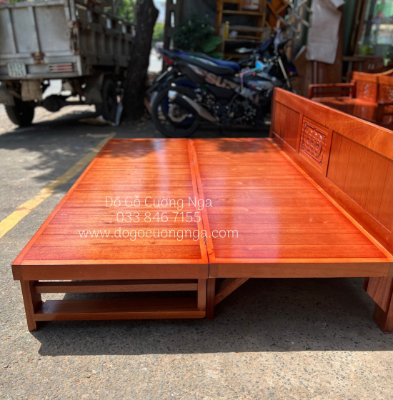 Giường gấp gỗ - ghế giường gỗ xoan đào 1m2x1m9 